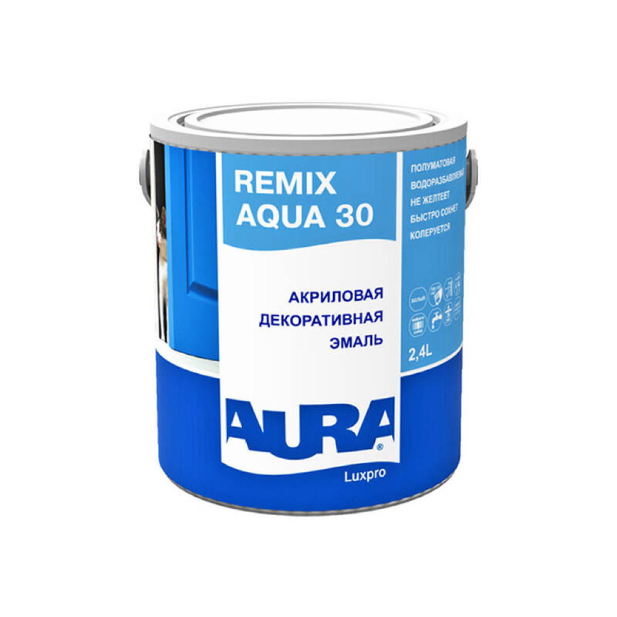 Эмаль AURA Luxpro Remix Aqua 30 TR ALE004 2.4 л 1