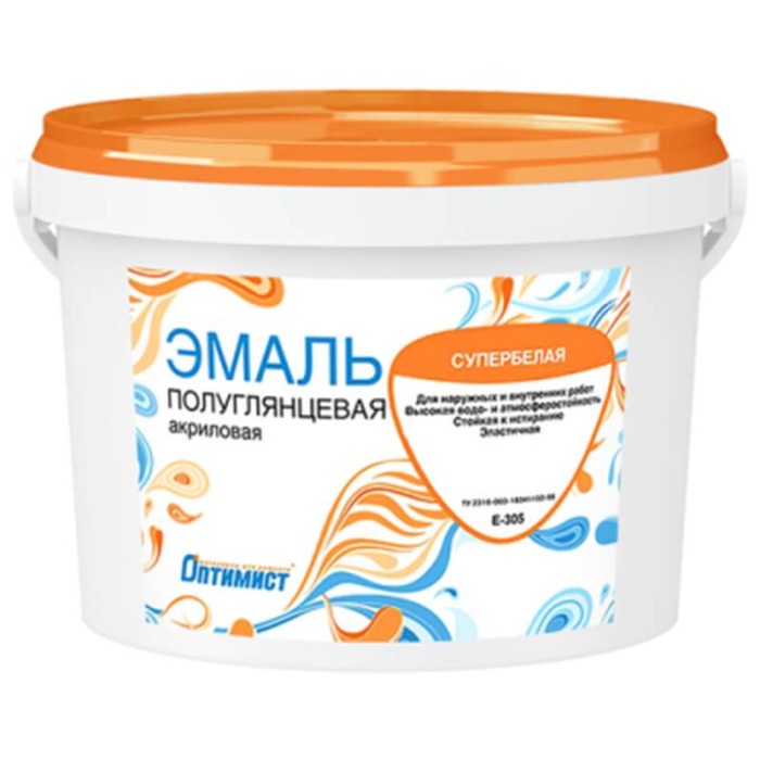 Эмаль Е305 ОПТИМИСТ полуглянцевая 3кг OPE010