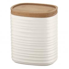 Емкость для хранения с бамбуковой крышкой Guzzini Tierra 1 л молочно-белая
