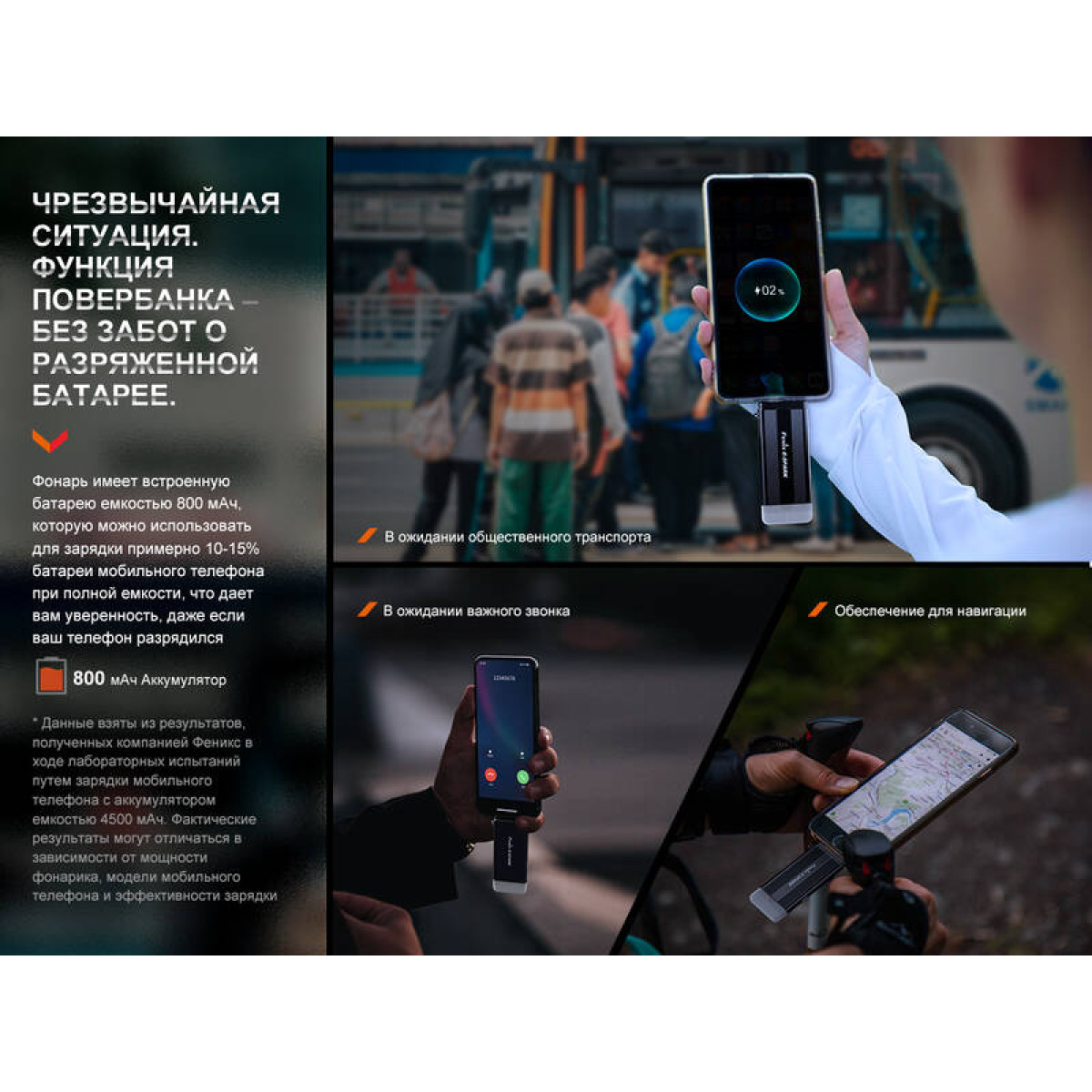 Фонарь Fenix с функцией повербанка E-SPARK 3