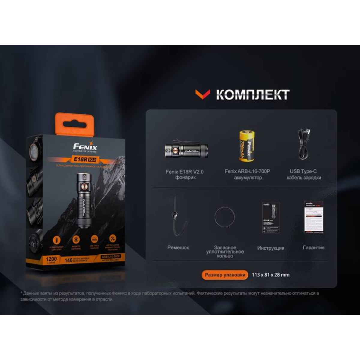 Фонарь Fenix E18R V2.0, E18RV20 4