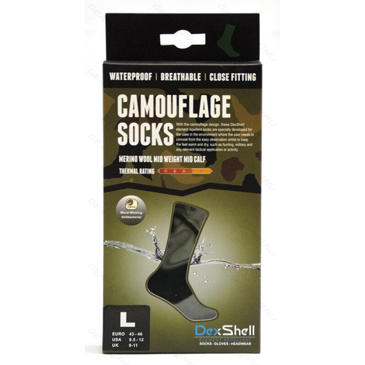 Носки водонепроницаемые Dexshell Waterproof Camouflage Socks L 4