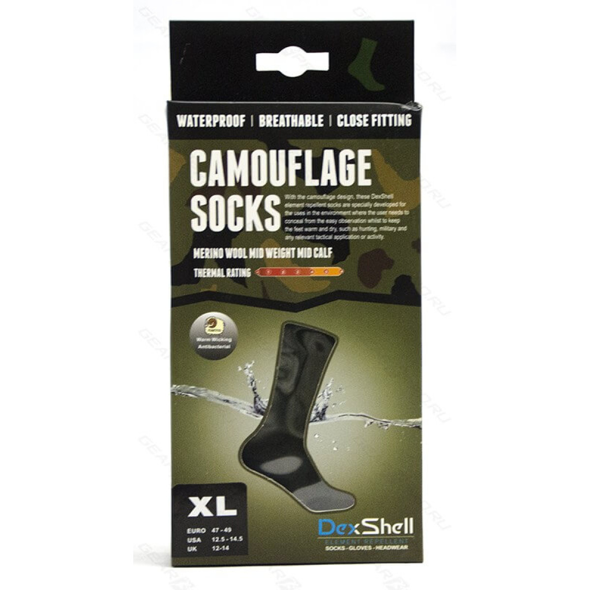 Носки водонепроницаемые Dexshell Waterproof Camouflage Socks XL 4