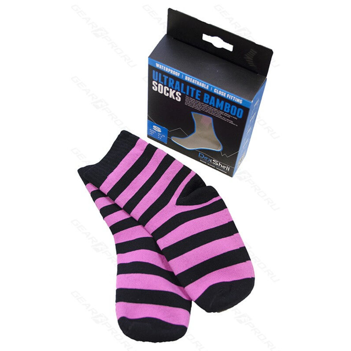 Носки водонепроницаемые Dexshell Waterproof Ultralite Bamboo Socks Black Pink Stripe S 3