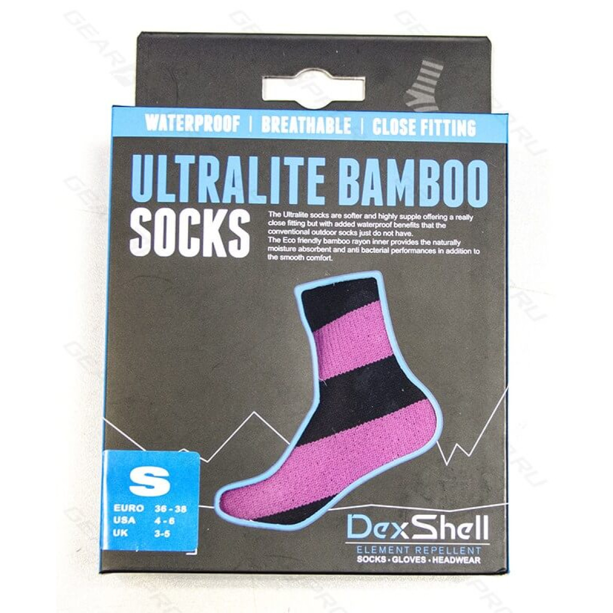 Носки водонепроницаемые Dexshell Waterproof Ultralite Bamboo Socks Black Pink Stripe S 4