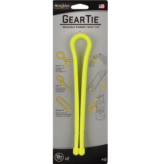 Набор хомутов Nite Ize Gear Tie 18" 2pk Neon Yellow GT18-2PK-33