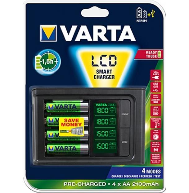 Комплект VARTA LCD Smart Charger + R2U Ni-MH AA 2100 mAh 4 шт 57674