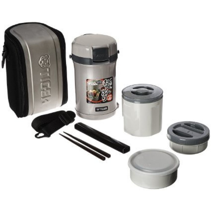 Термос для еды с контейнерами Tiger Lunch Box 1.4L LWU-B Warm Silver