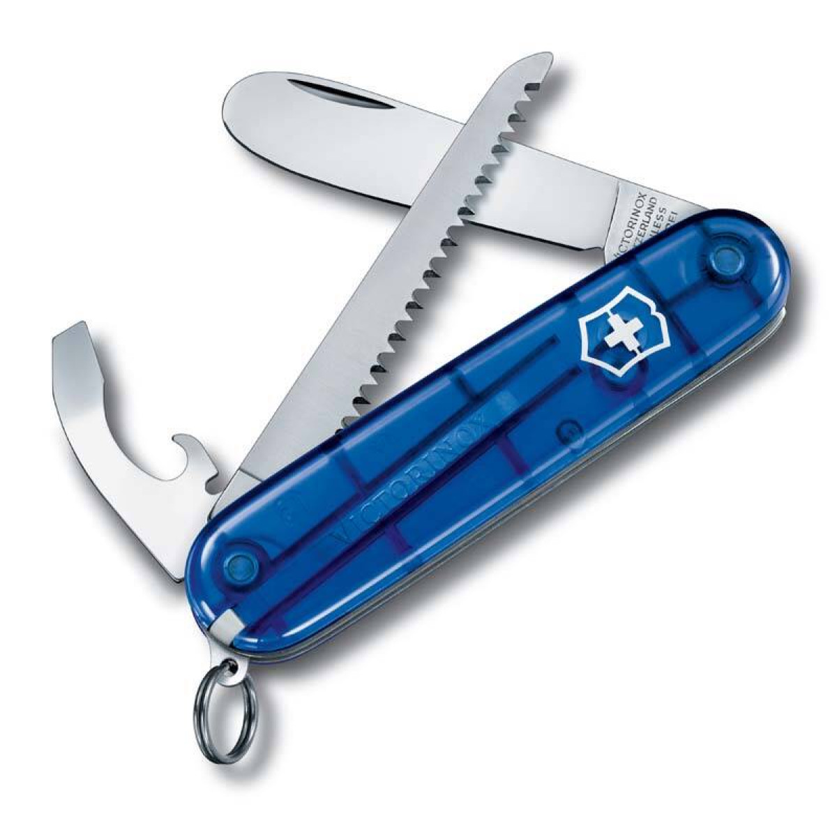 Нож My First Victorinox, 84 мм, 9 функций, полупрозрачный синий 1