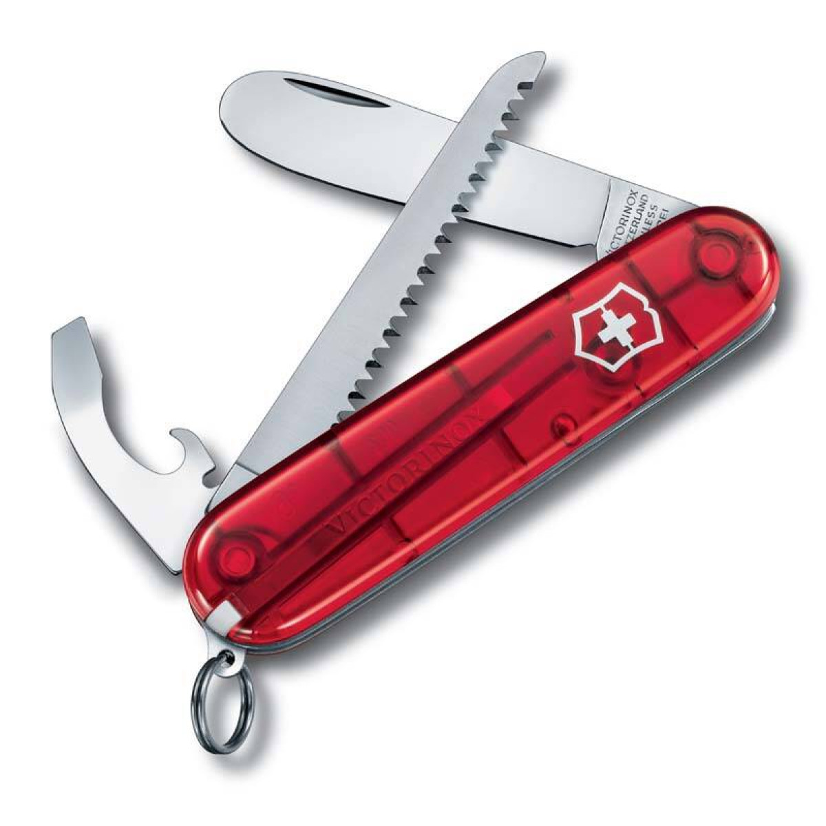 Нож My First Victorinox, 84 мм, 9 функций, полупрозрачный красный 1