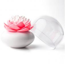 Контейнер для хранения ватных палочек Qualy Lotus белый-розовый