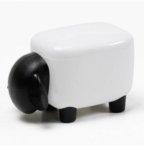 Контейнер для мелочей Qualy sheepshape, белый с черной крышкой QL10259-WH-BK
