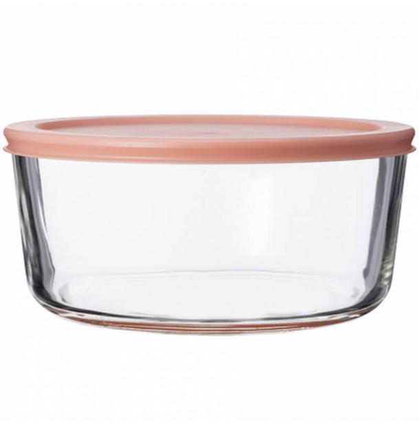 Контейнер для еды стеклянный 1652 мл розовый JV1652RD
