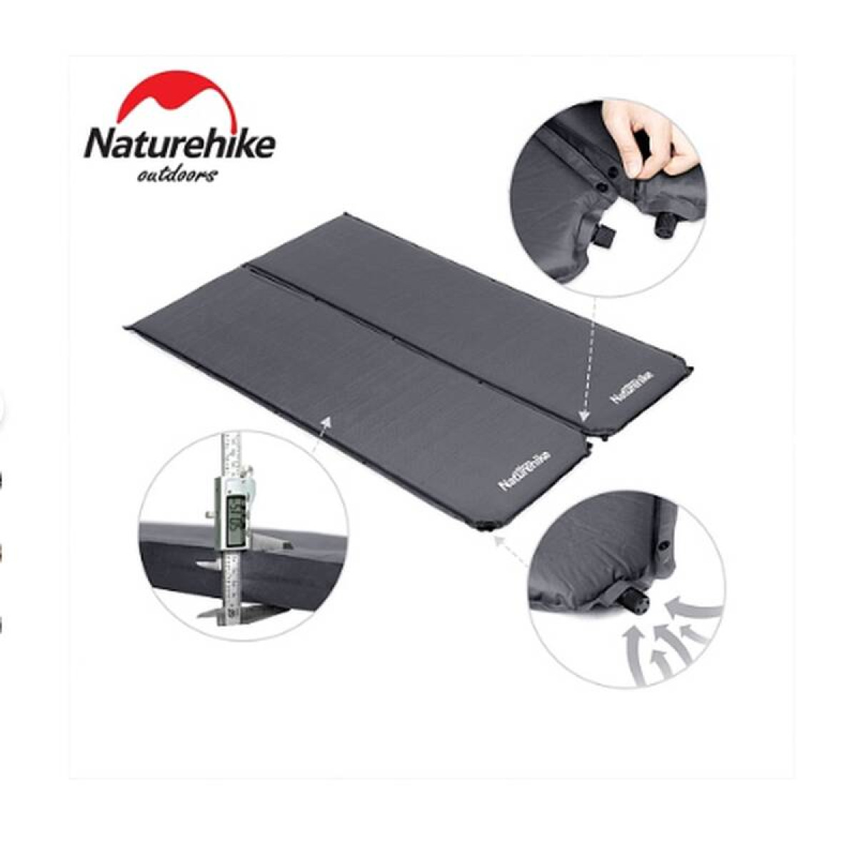 Коврик самонадувной туристический Naturehike D03 Dark Grey 6927595711491 2