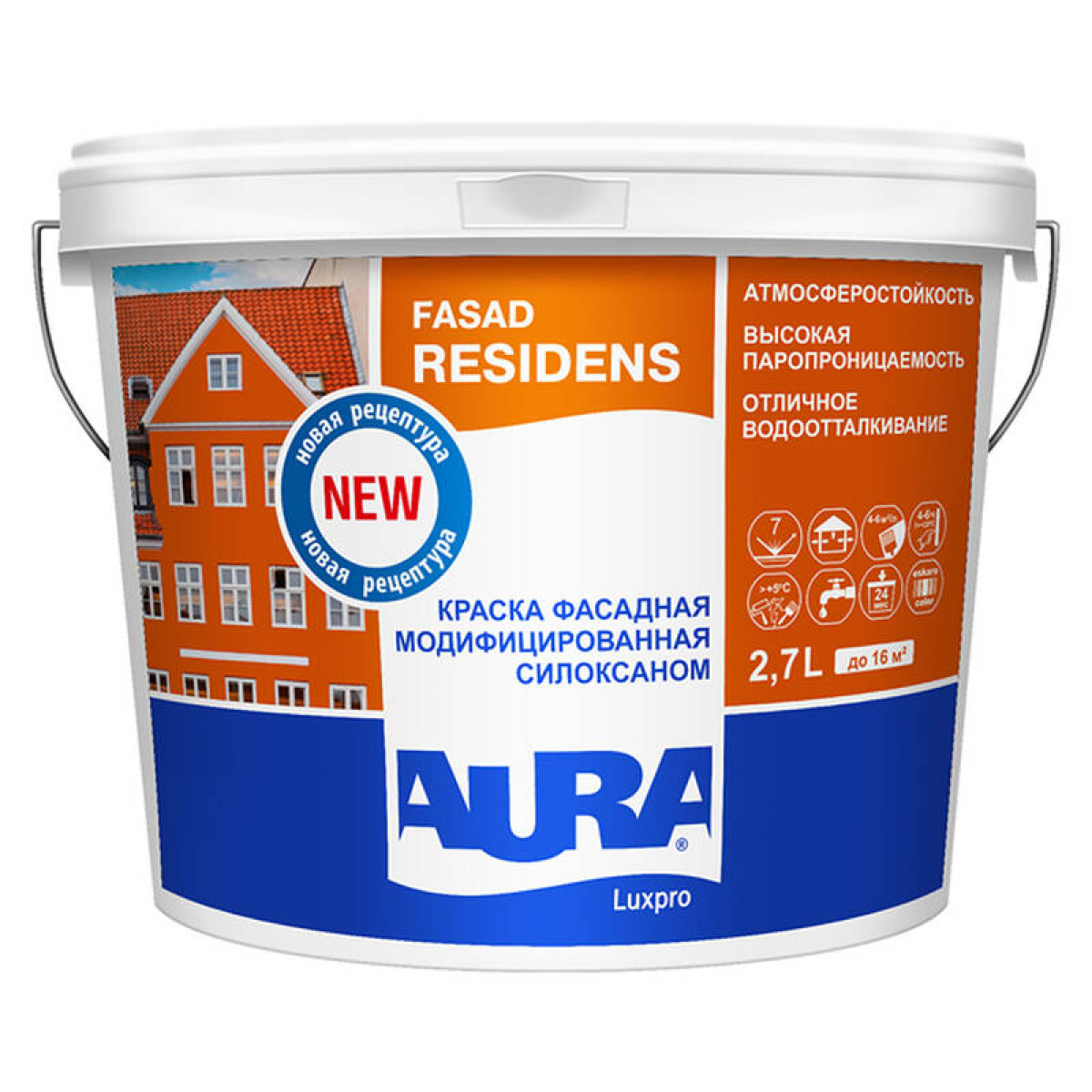 Краска AURA Fasad Residens (RUR) ALP036 2.7 л 1