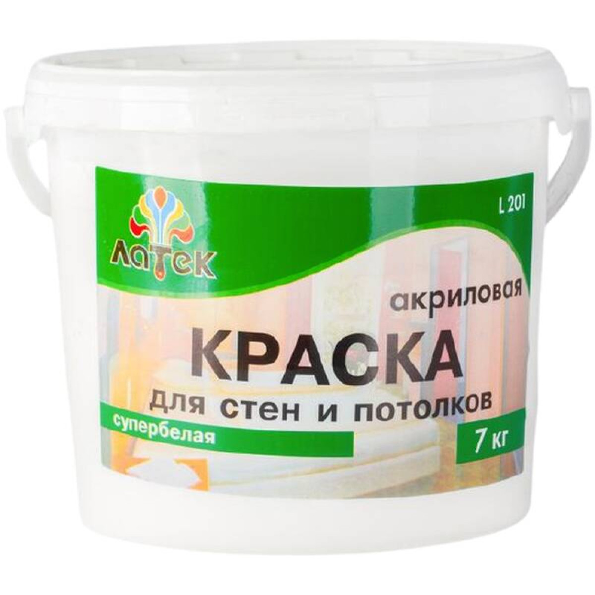 Краска Л201 ЛАТЕК для стен и потолков 7кг LAP003 1