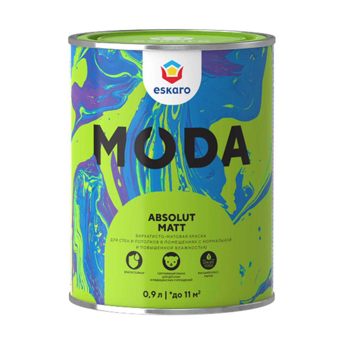 Краска моющаяся Eskaro Moda Matt белая 0,9 л EMP019 1