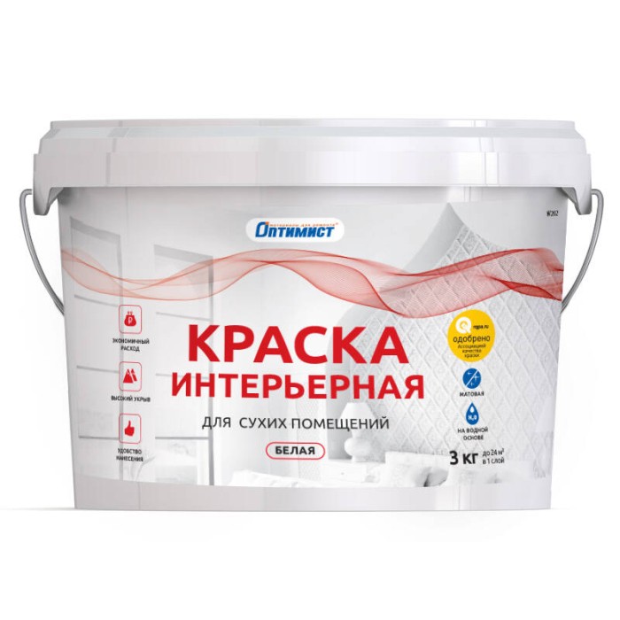 Краска W202 ОПТИМИСТ интерьерная 3кг OPP161