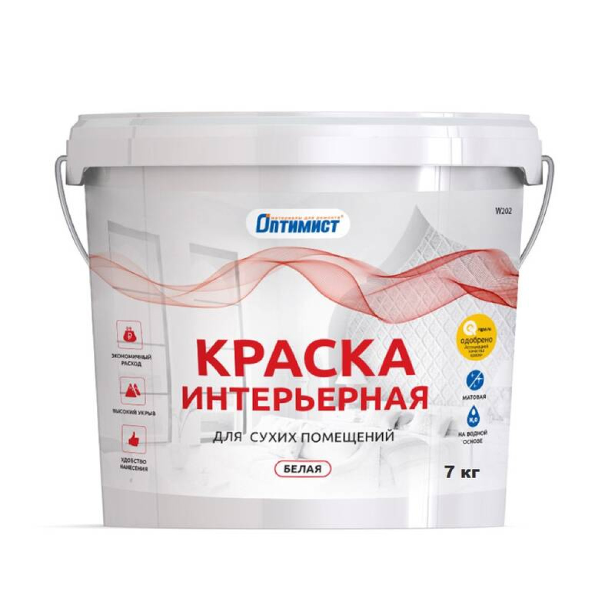 Краска W202 ОПТИМИСТ интерьерная 7кг OPP163 1