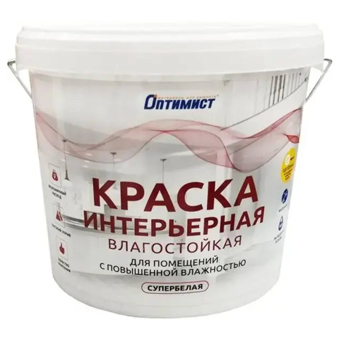 Краска W204 ОПТИМИСТ влагостойкая супербелая 1,5кг OPP169 1