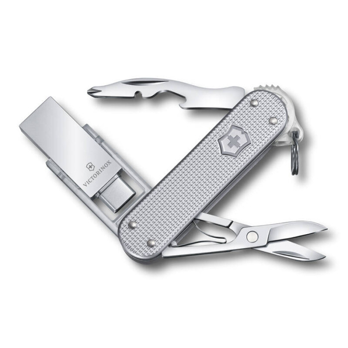 Мультитул-брелок VICTORINOX Jetsetter@work, 58 мм, с USB-модулем 3.0/3.1 16 Гб, 6 фнк, серебристый