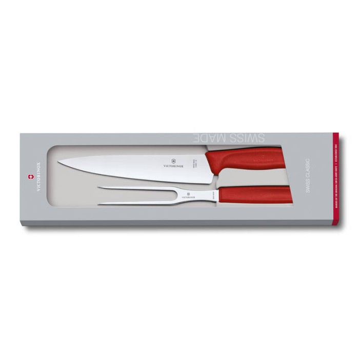 Набор для разделки мяса VICTORINOX Swiss Classic нож 19 вилка 15 красная