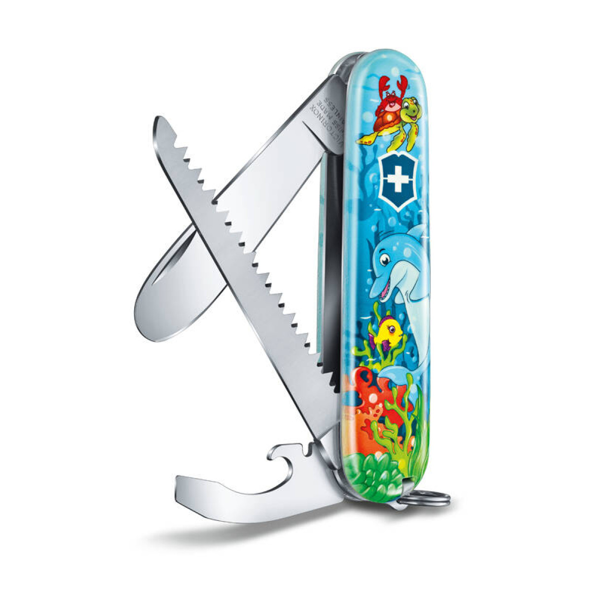 Набор для детей Victorinox "Дельфин": перочинный нож 84 мм, шнурок на шею, книга-раскраска 9