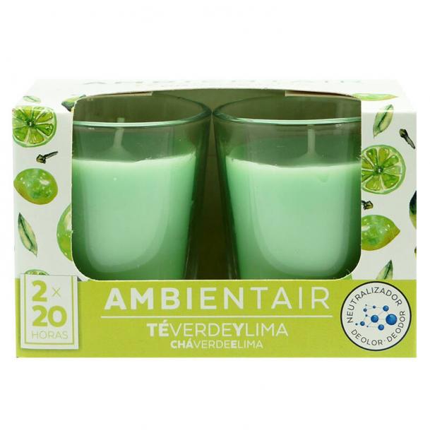 Набор из 2 ароматических свечей Ambientair Зеленый чай и лайм 20 ч VV002TVAA