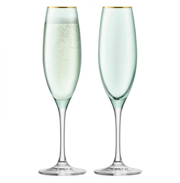 Набор из 2 бокалов флейт для шампанского LSA International Sorbet 225 мл зелёный G978-08-202