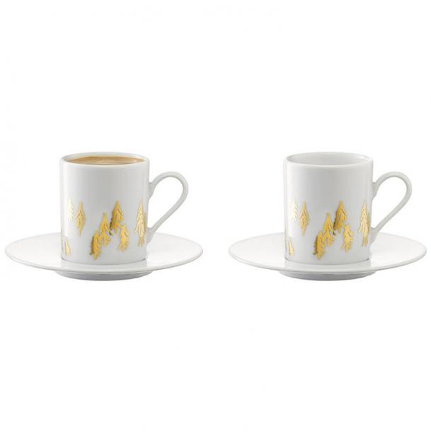 Набор из 2 чашек для кофе с блюдцами LSA International Fir Metallic 01 л P263-04-157