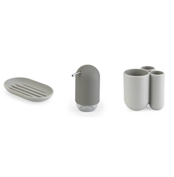 Набор из 3 предметов серый Touch: Диспенсер для мыла, Мыльница, Стакан 023273-023272-023271-918
