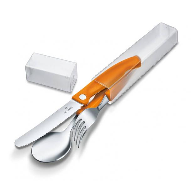 Набор из 3 столовых приборов Victorinox Swiss Classic: нож для овощей, вилка, ложка, оранжевый 6.7192.F9