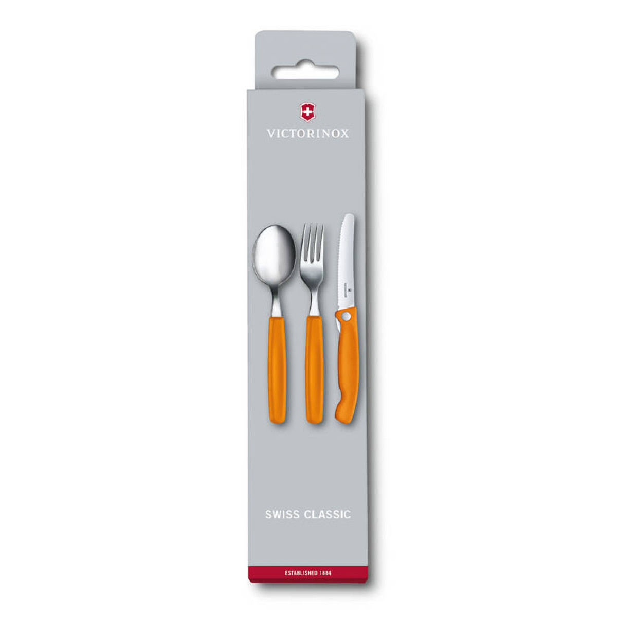Набор из 3 столовых приборов Victorinox Swiss Classic: нож для овощей, вилка, ложка, оранжевый 3