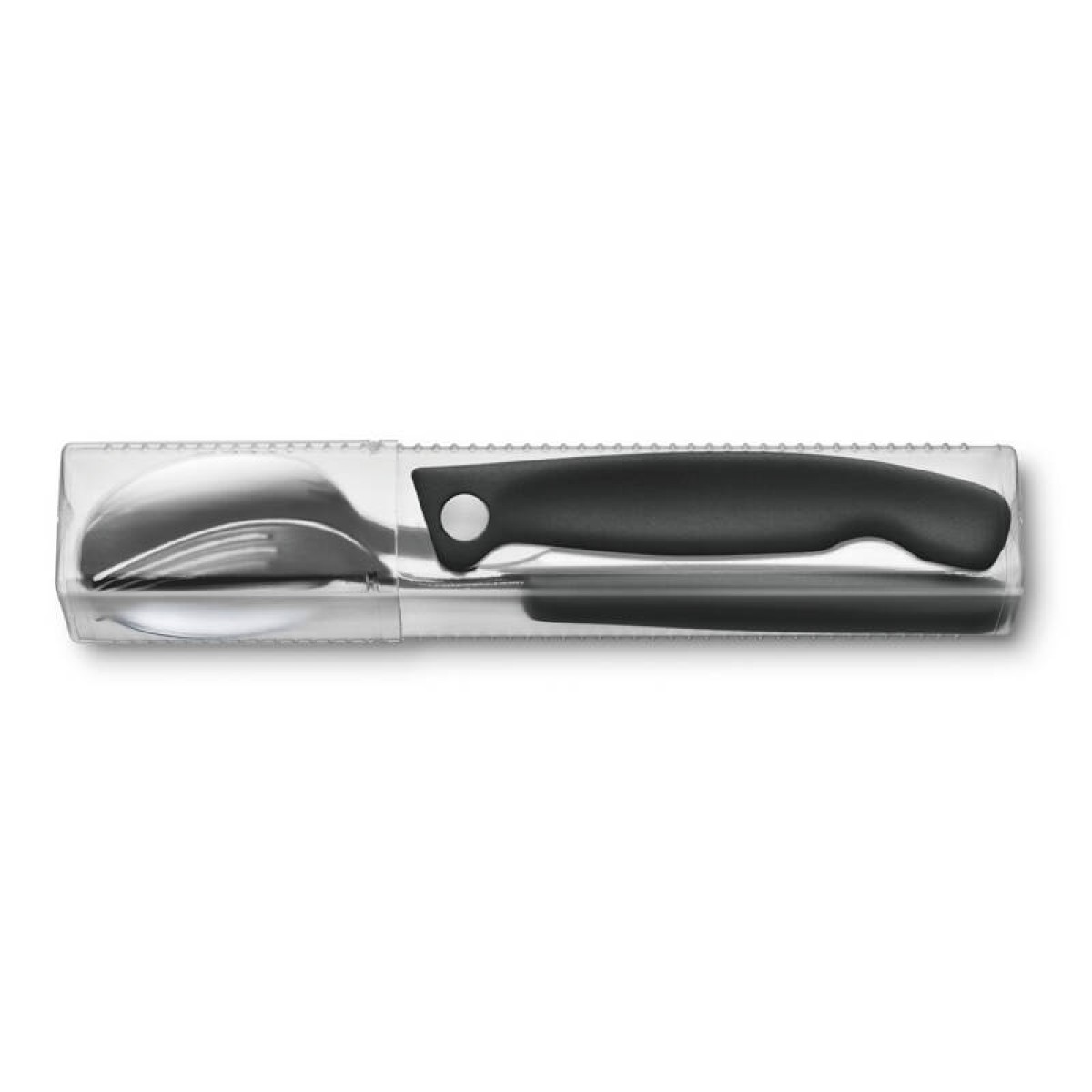 Набор из 3 столовых приборов Victorinox Swiss Classic: складной нож для овощей, вилка, ложка, чёрный 2