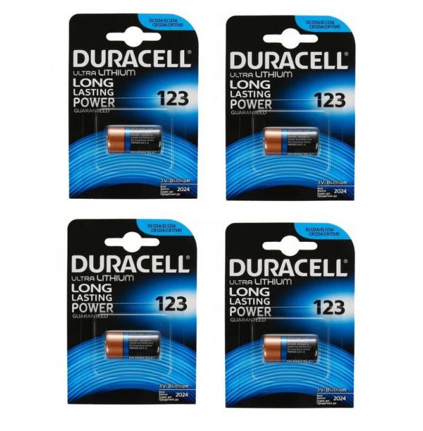 Набор из 4 батареек Duracell ULTRA CR123A BL1 Lithium 3V US 123106-4
