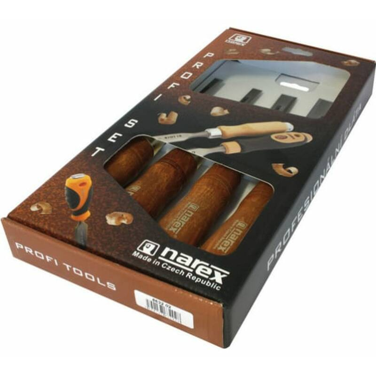 Набор из 4 плоских стамесок с ручкой NAREX WOOD LINE PLUS 8, 10, 16, 32 мм 863202 3