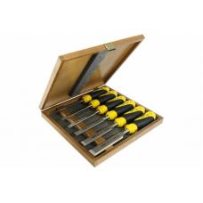 Набор из 6 плоских стамесок с ручкой 6, 10, 12, 16, 20, 26мм в деревянном кейсе NAREX SUPER 2009 LINE PROFI 852900
