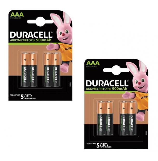 Набор из 8 аккумуляторов Duracell R03 AAA NI-MH 900mAh 098350-n