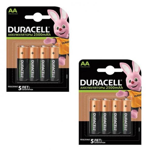 Набор из 8 аккумуляторов Duracell R6 AA BL4 NI-MH 2500mAh 098664-n