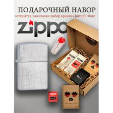 Набор из оригинальной зажигалки 207 Zippo c фитилем и кремнием