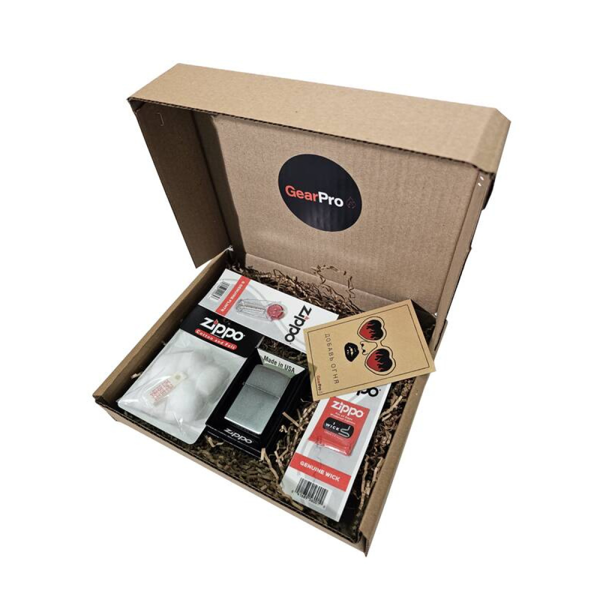Набор из зажигалки 205 Zippo c ватой, кремниями и фитилём в картонной коробке 1