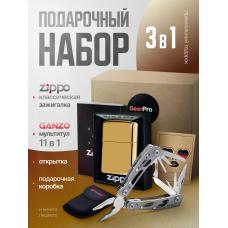 Набор из зажигалки ZIPPO Classic High Polish Brass 254B и мультитула G104S