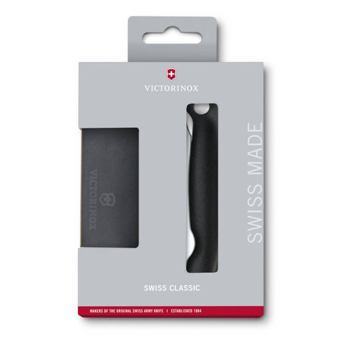 Набор Victorinox Swiss Classic: складной нож для овощей и разделочная доска, чёрная рукоять