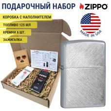 Набор зажигалка бензиновая Zippo 24648 в подарочной упаковке + топливо и кремни 24648-1-n