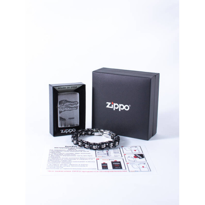 Набор зажигалка и браслет 200 alligator-2006275 ZIPPO