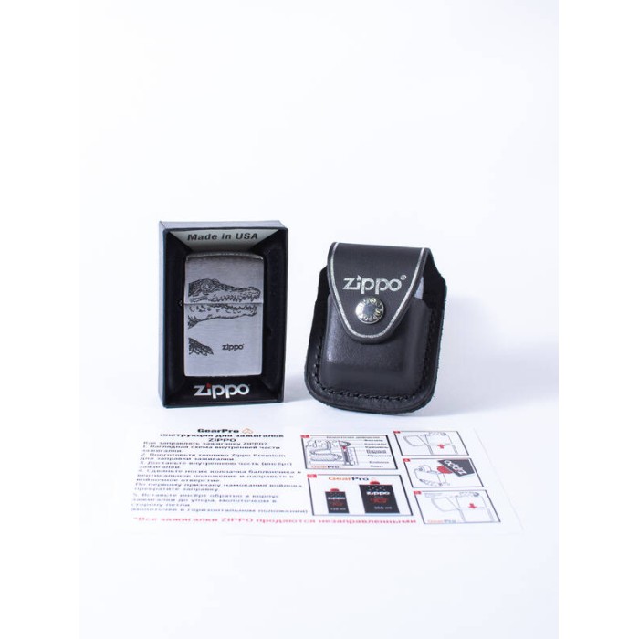 Набор зажигалка и чехол 200 alligator-LPLBK ZIPPO