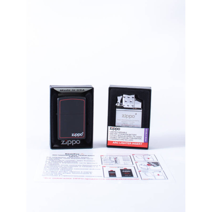 Набор зажигалка и газовый вставной блок - двойное пламя 218ZB-65827 ZIPPO