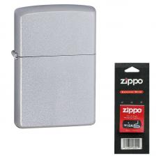 Набор Зажигалка ZIPPO Classic Satin Chrome + запасной фитиль