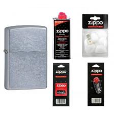 Набор Zippo 207 + Service Kit (топливо,вата,фитиль,кремень)