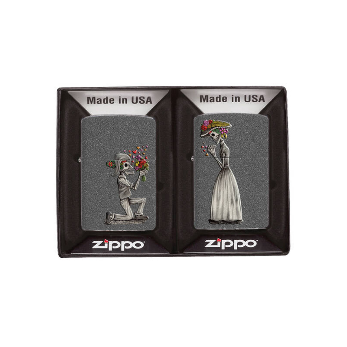 Набор ZIPPO Влюбленные зомби из двух зажигалок Iron Stone 4